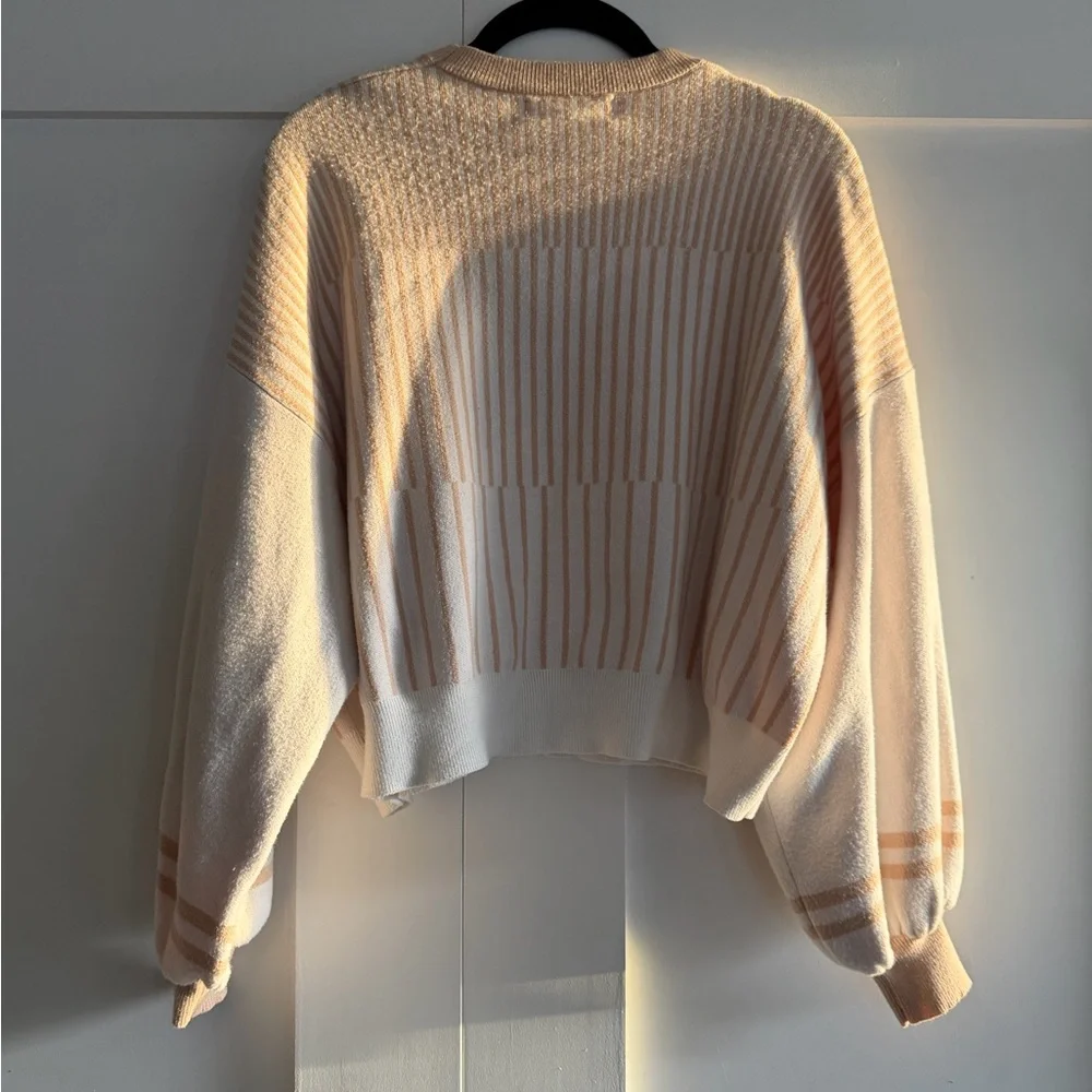 Philosophy Cream and Pale Pink Striped Crewneck Sweater - Picture 3 of 5